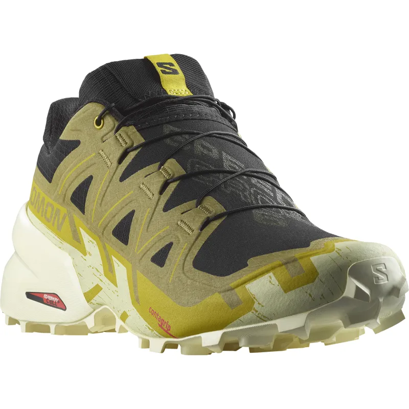 Salomon Speedcross 6 Men's Trail Running Shoe in Black/Cress Green/Transparent Yellow-5